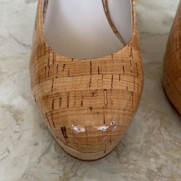Michael Kors Patent Leather Cork Finish Platform Stilettos 5” Heel 1” Platform - Picture 9 of 15